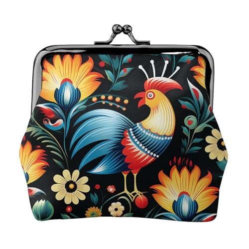 Münzgeldbörse mit Kussschloss, Mini-Münztasche, polnisches Volkskunst-Muster, Ledergeldbörse für Damen, Clutch, Wechselgeldbörse von SDTYKHJ