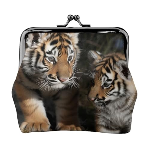 Münzgeldbörse mit Kussschloss, Mini-Münztasche, sibirischer Tigerjunges, Ledergeldbörse für Damen, Clutch, Wechselgeldbörse von SDTYKHJ