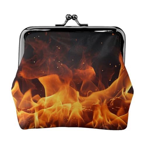 Münzgeldbörse mit Kussschloss, Mini-Münztasche, tanzendes Feuer, Ledergeldbörse für Damen, Clutch, Wechselgeldbörse von SDTYKHJ