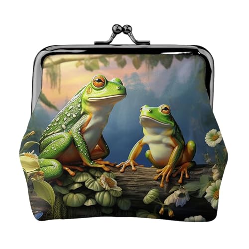 Münzgeldbörse mit Kussschloss, Mini-Münztasche, viele Frösche singen auf den Zweigen, Ledergeldbörsen für Damen, Clutch, Wechselgeldbörse von SDTYKHJ