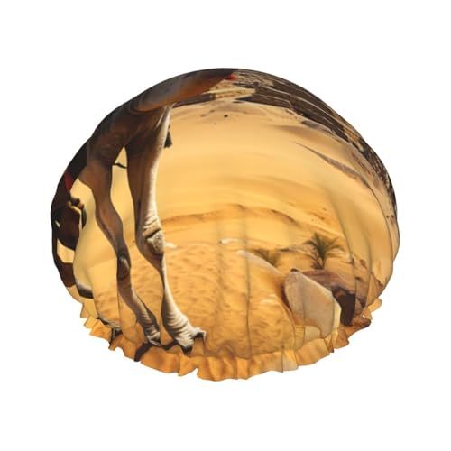 Pyramide Kamel Duschhaube für Damen, doppellagig, dicke Haarkappen, wiederverwendbar, wasserdicht, Badekappen mit elastischem Band, Haarmütze, waschbar, Duschhut für Männer und Frauen, Spa-Salon von SDTYKHJ