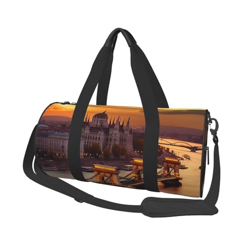 Reisetasche, leicht, klein, faltbar, Wochenendtasche, Übernachtungstasche, mit verstellbarem Schultergurt, Tragetasche, Sonnenuntergang in Budapest, Krankenhaustasche für Damen und Herren Reisetasche, leicht, klein, faltbar, Wochenendtasche, Übernachtungstasche, mit verstellbarem Schultergurt, Tragetasche, Sonnenuntergang in Budapest, Krankenhaustasche für Damen und Herren von SDTYKHJ