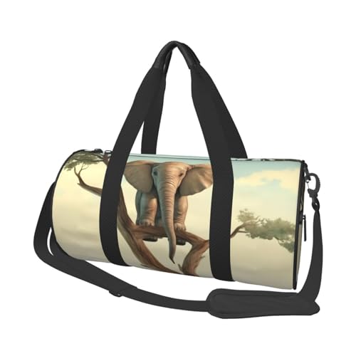 Reisetasche, leicht, klein, faltbar, Wochenendtasche, Übernachtungstasche, mit verstellbarem Schultergurt, Tragetasche, kleiner Elefant auf Baum, Krankenhaustasche für Damen und Herren Reisetasche, leicht, klein, faltbar, Wochenendtasche, Übernachtungstasche, mit verstellbarem Schultergurt, Tragetasche, kleiner Elefant auf Baum, Krankenhaustasche für Damen und Herren von SDTYKHJ