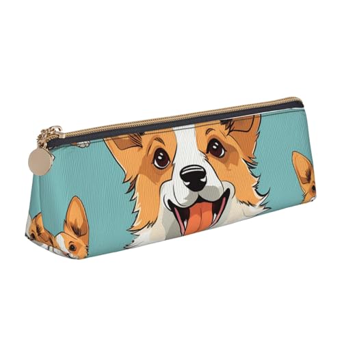 SDTYKHJ Corgi Federmäppchen mit niedlichem Hund, tragbar, Münzfach, ästhetische Kosmetiktasche, Leder, Make-up-Tasche von SDTYKHJ