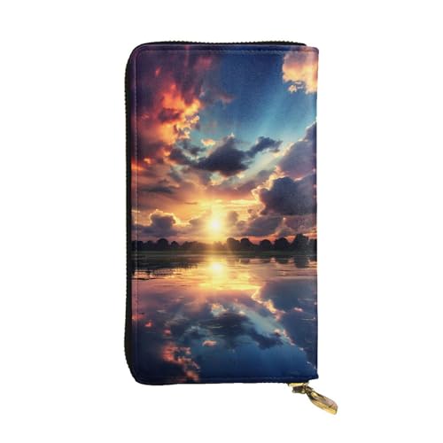 SDTYKHJ Damen-Geldbörse, Clutch, großes Fassungsvermögen, lange Geldbörse, mehrfarbig, Himmelsleder, Kartenhalter, Reisegeldbörse von SDTYKHJ