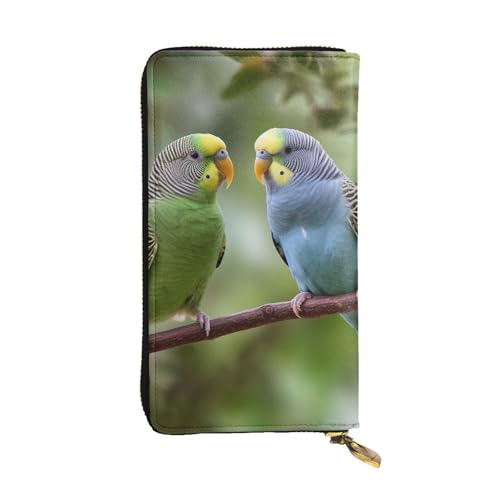 SDTYKHJ Damen Geldbörse Clutch Große Kapazität Lange Brieftasche Blau und Grün Sittiche Leder Damen Karte Handy Halter Reise Geldbörse von SDTYKHJ