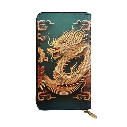 SDTYKHJ Damen Geldbörse Clutch Große Kapazität Lange Brieftasche Drachen Hintergrund Leder Damen Karte Handy Halter Reise Geldbörse von SDTYKHJ