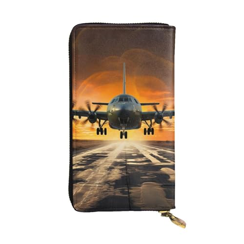 SDTYKHJ Damen Geldbörse Clutch Große Kapazität Lange Brieftasche Flugzeug Landung auf Landebahnen Leder Damen Kartenhalter Reise Geldbörse von SDTYKHJ
