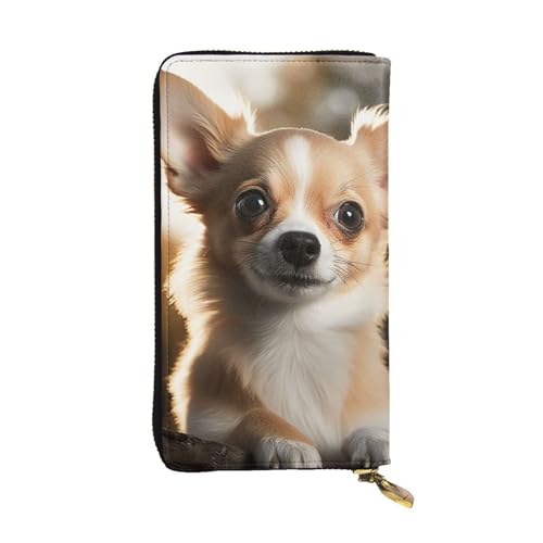 SDTYKHJ Damen Geldbörse Clutch Große Kapazität Lange Brieftasche Niedlich Chihuahua Leder Damen Karte Handy Halter Reise Geldbörse von SDTYKHJ