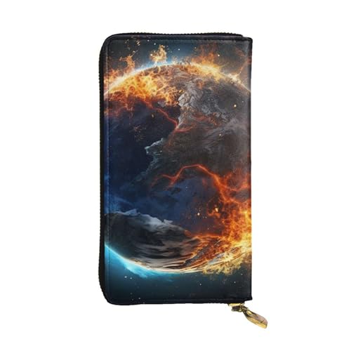 SDTYKHJ Damen Geldbörse Clutch Große Kapazität Lange Brieftasche Planet Eis und Feuer Leder Damen Karte Handy Halter Reise Geldbörse von SDTYKHJ