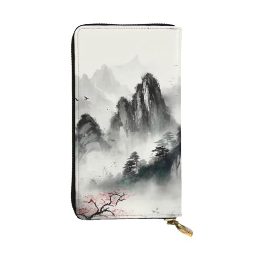 SDTYKHJ Damen Geldbörse Clutch Große Kapazität Lange Brieftasche Tinte Malerei Stil Berg Leder Damen Karte Handy Halter Reise Geldbörse von SDTYKHJ
