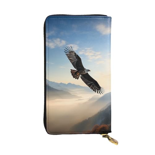 SDTYKHJ Damen Geldbörse Clutch Große Kapazität Lange Geldbörse Adler Berge Leder Damen Karte Handy Halter Reise Geldbörse von SDTYKHJ