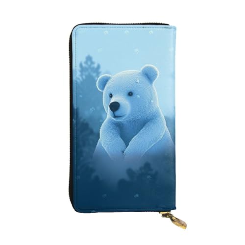 SDTYKHJ Damen Geldbörse Clutch Große Kapazität Lange Geldbörse Blau Bär Leder Damen Karte Handy Halter Reise Geldbörse von SDTYKHJ