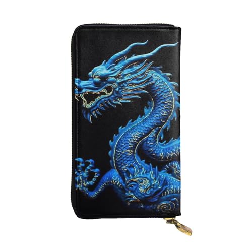 SDTYKHJ Damen Geldbörse Clutch Große Kapazität Lange Geldbörse Blau DrachenLeder Damen Kartenhalter Reise Geldbörse von SDTYKHJ