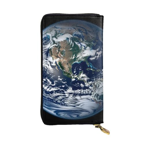 SDTYKHJ Damen Geldbörse Clutch Große Kapazität Lange Geldbörse Blau Marmor Erde Leder Damen Karte Handy Halter Reise Geldbörse von SDTYKHJ