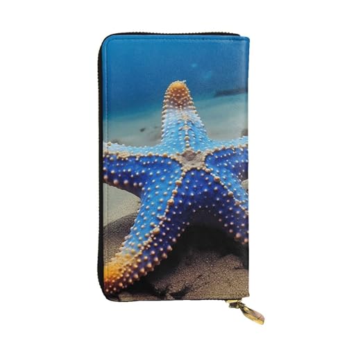 SDTYKHJ Damen Geldbörse Clutch Große Kapazität Lange Geldbörse Blau Meer Leder Damen Kartenhalter Reise Geldbörse von SDTYKHJ
