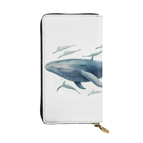 SDTYKHJ Damen Geldbörse Clutch Große Kapazität Lange Geldbörse Blau Wal Leder Damen Karte Handy Halter Reise Geldbörse von SDTYKHJ