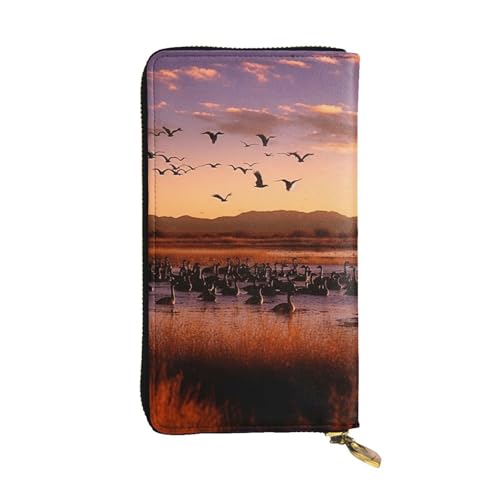 SDTYKHJ Damen Geldbörse Clutch Große Kapazität Lange Geldbörse Bosque del Apache Wildlife Refuge Leder Damen Karte Handy Halter Reise Geldbörse von SDTYKHJ