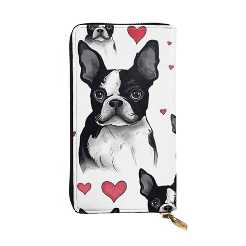 SDTYKHJ Damen Geldbörse Clutch Große Kapazität Lange Geldbörse Boston Terrier Hund Leder Damen Karte Handy Halter Reise Geldbörse von SDTYKHJ