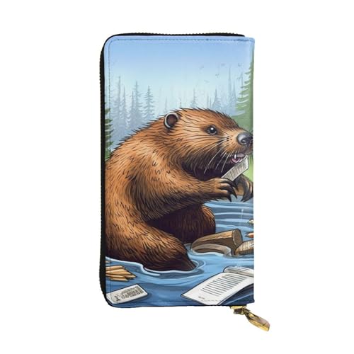 SDTYKHJ Damen Geldbörse Clutch Große Kapazität Lange Geldbörse Busy Biber Cartoon Leder Damen Karte Handy Halter Reise Geldbörse von SDTYKHJ