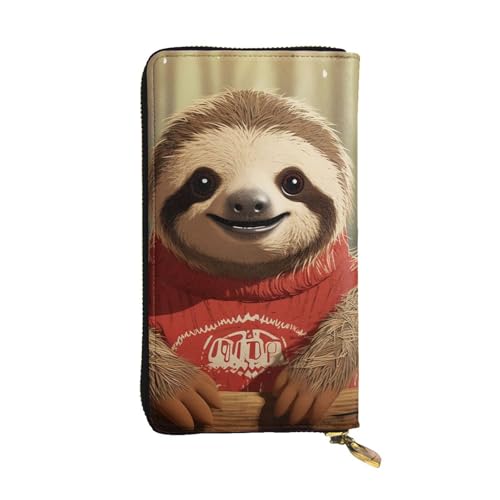 SDTYKHJ Damen Geldbörse Clutch Große Kapazität Lange Geldbörse Cartoon Faultier Leder Damen Karte Handy Halter Reise Geldbörse von SDTYKHJ