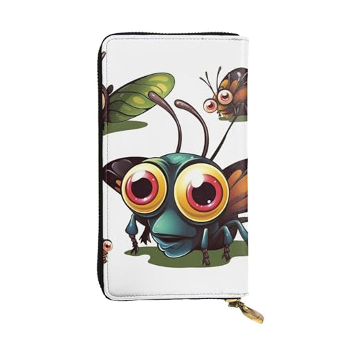SDTYKHJ Damen Geldbörse Clutch Große Kapazität Lange Geldbörse Cartoon Insekten Leder Damen Karte Handy Halter Reise Geldbörse von SDTYKHJ