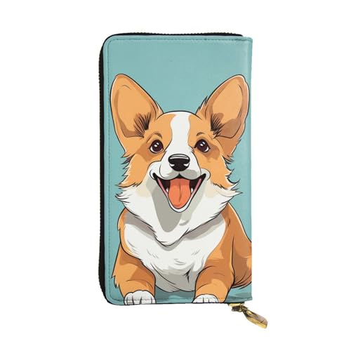 SDTYKHJ Damen Geldbörse Clutch Große Kapazität Lange Geldbörse Corgi Cute Dog Leder Damen Karte Handy Halter Reise Geldbörse von SDTYKHJ