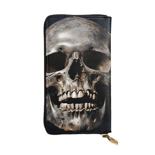 SDTYKHJ Damen Geldbörse Clutch Große Kapazität Lange Geldbörse Death Skull Leder Damen Karte Handy Halter Reise Geldbörse von SDTYKHJ