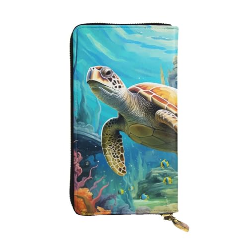 SDTYKHJ Damen Geldbörse Clutch Große Kapazität Lange Geldbörse Delfine Meeresschildkröte Korallenriff Leder Damen Kartenhalter Reise Geldbörse von SDTYKHJ