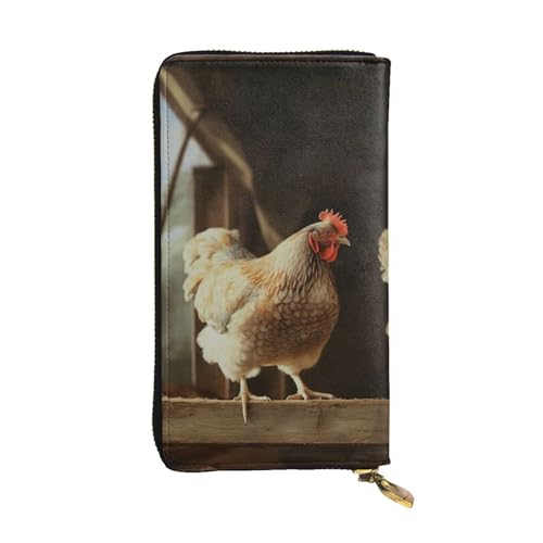 SDTYKHJ Damen Geldbörse Clutch Große Kapazität Lange Geldbörse Drei Hühner Leder Damen Karte Handy Halter Reise Geldbörse von SDTYKHJ