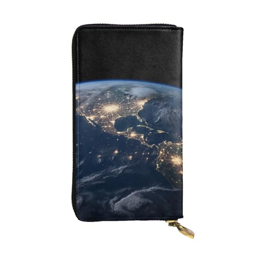 SDTYKHJ Damen Geldbörse Clutch Große Kapazität Lange Geldbörse Erde aus dem Weltraum Leder Damen Karte Handy Halter Reise Geldbörse von SDTYKHJ