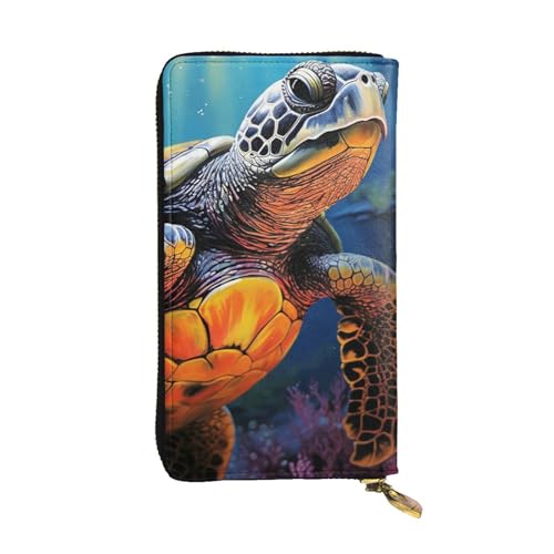 SDTYKHJ Damen Geldbörse Clutch Große Kapazität Lange Geldbörse Gemalt Meeresschildkröte Leder Damen Karte Handy Halter Reise Geldbörse von SDTYKHJ