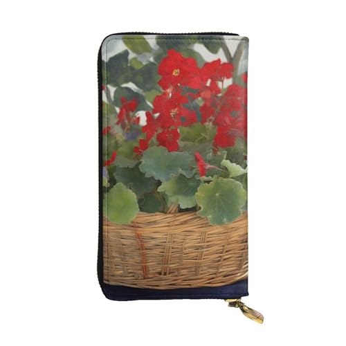 SDTYKHJ Damen Geldbörse Clutch Große Kapazität Lange Geldbörse Geranie Korb Leder Damen Karte Handy Halter Reise Geldbörse von SDTYKHJ