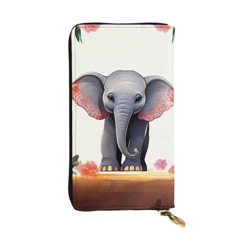 SDTYKHJ Damen Geldbörse Clutch Große Kapazität Lange Geldbörse Glückselefant Leder Damen Karte Telefonhalter Reise Geldbörse von SDTYKHJ
