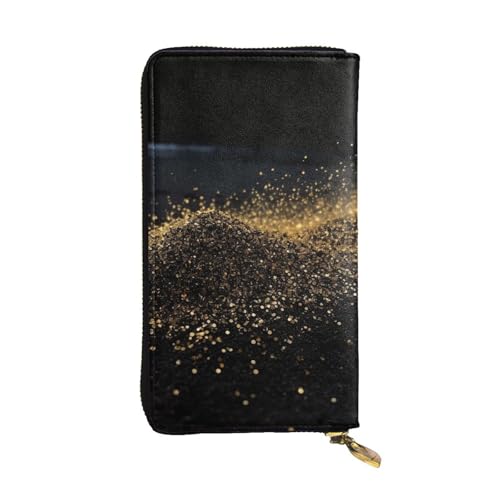 SDTYKHJ Damen Geldbörse Clutch Große Kapazität Lange Geldbörse Gold Schwarz Sand Leder Damen Karte Handy Halter Reise Geldbörse von SDTYKHJ