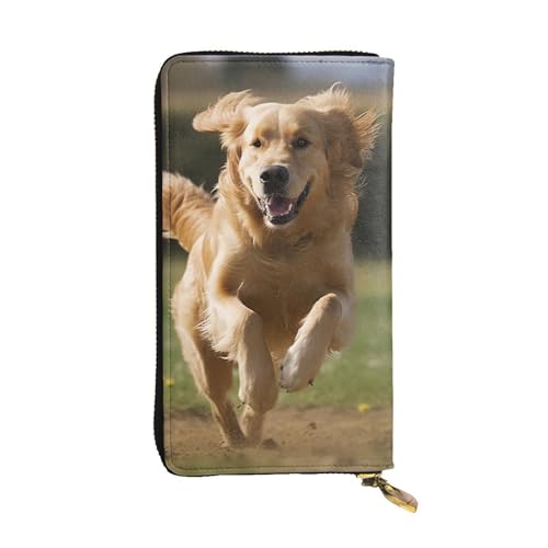 SDTYKHJ Damen Geldbörse Clutch Große Kapazität Lange Geldbörse Golden Retriever Laufen Leder Damen Karte Handy Halter Reise Geldbörse von SDTYKHJ