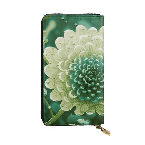 SDTYKHJ Damen Geldbörse Clutch Große Kapazität Lange Geldbörse Grün Blume Leder Damen Karte Handy Halter Reise Geldbörse von SDTYKHJ