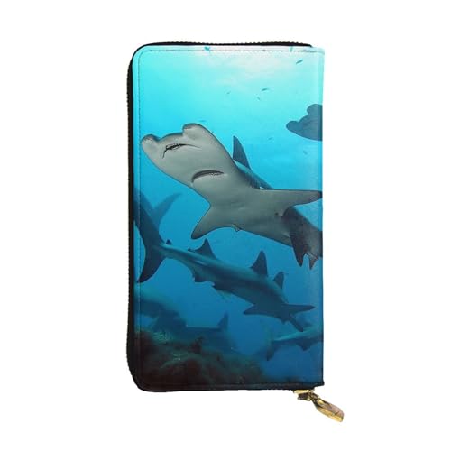 SDTYKHJ Damen Geldbörse Clutch Große Kapazität Lange Geldbörse Hammerhead Sharks Leder Damen Karte Handy Halter Reise Geldbörse von SDTYKHJ