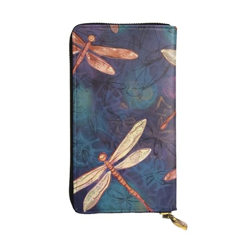 SDTYKHJ Damen Geldbörse Clutch Große Kapazität Lange Geldbörse Handgemalt Libelle Leder Damen Kartenhalter Reise Geldbörse von SDTYKHJ