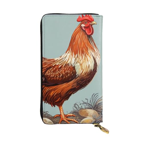 SDTYKHJ Damen Geldbörse Clutch Große Kapazität Lange Geldbörse Huhn Print Leder Damen Karte Handy Halter Reise Geldbörse von SDTYKHJ