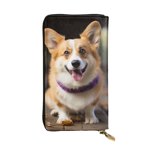 SDTYKHJ Damen Geldbörse Clutch Große Kapazität Lange Geldbörse Hund Corgi Leder Damen Kartenhalter Reise Geldbörse von SDTYKHJ