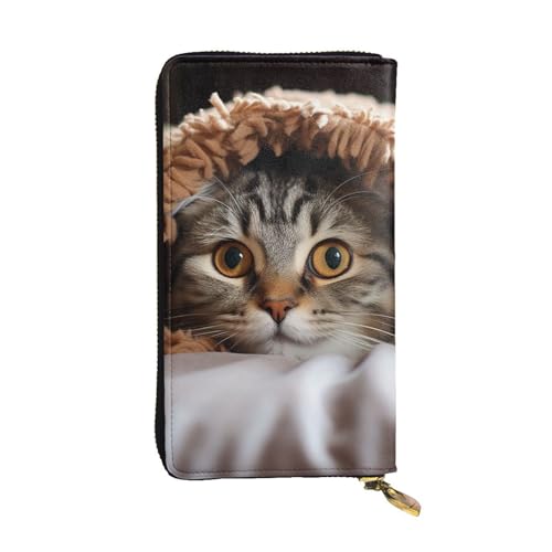 SDTYKHJ Damen Geldbörse Clutch Große Kapazität Lange Geldbörse Katze Unter Decke Leder Damen Karte Handy Halter Reise Geldbörse von SDTYKHJ