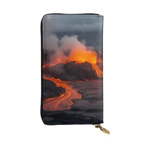 SDTYKHJ Damen Geldbörse Clutch Große Kapazität Lange Geldbörse Kilauea Vulkan Leder Damen Kartenhalter Reise Geldbörse von SDTYKHJ