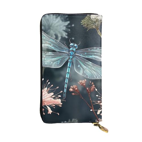 SDTYKHJ Damen Geldbörse Clutch Große Kapazität Lange Geldbörse Libelle Blume Leder Damen Karte Handy Halter Reise Geldbörse von SDTYKHJ