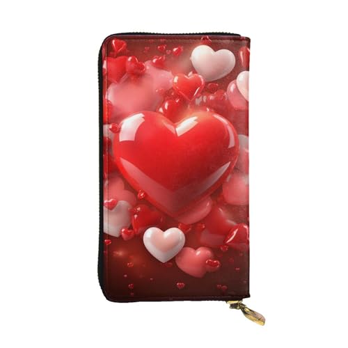 SDTYKHJ Damen Geldbörse Clutch Große Kapazität Lange Geldbörse Liebe Herzen Leder Damen Karte Handy Halter Reise Geldbörse von SDTYKHJ
