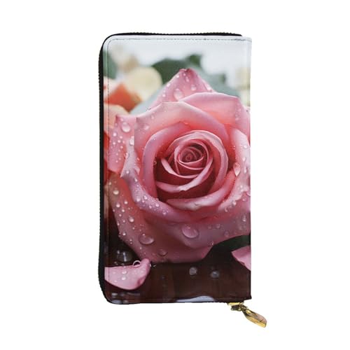 SDTYKHJ Damen Geldbörse Clutch Große Kapazität Lange Geldbörse Liebe Rose Blume Blütenblatt Leder Damen Karte Handy Halter Reise Geldbörse von SDTYKHJ