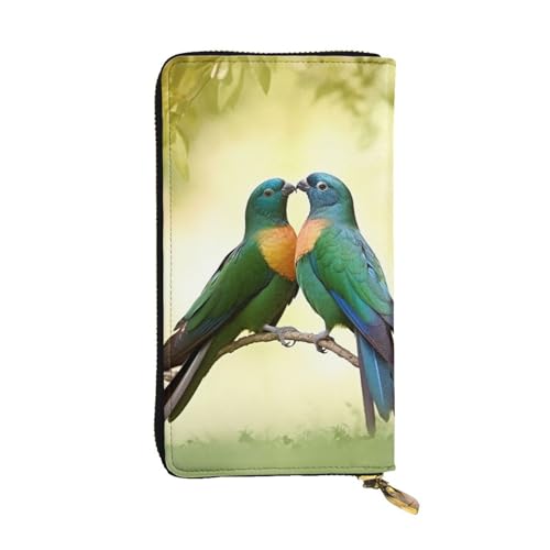 SDTYKHJ Damen Geldbörse Clutch Große Kapazität Lange Geldbörse Liebe Vögel Leder Damen Karte Handy Halter Reise Geldbörse von SDTYKHJ