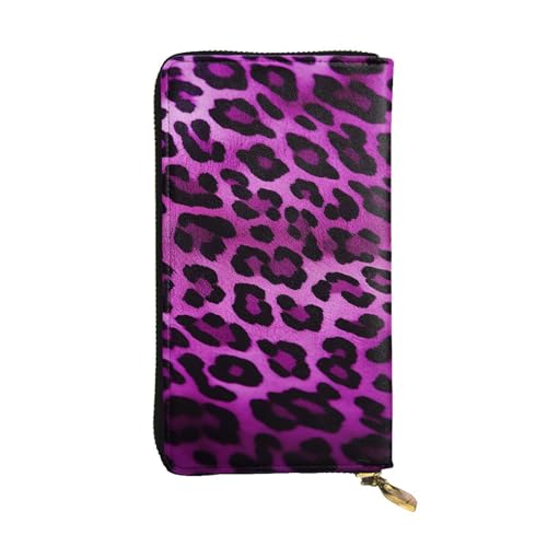 SDTYKHJ Damen Geldbörse Clutch Große Kapazität Lange Geldbörse Lila Leopard Leder Damen Kartenhalter Reise Geldbörse von SDTYKHJ