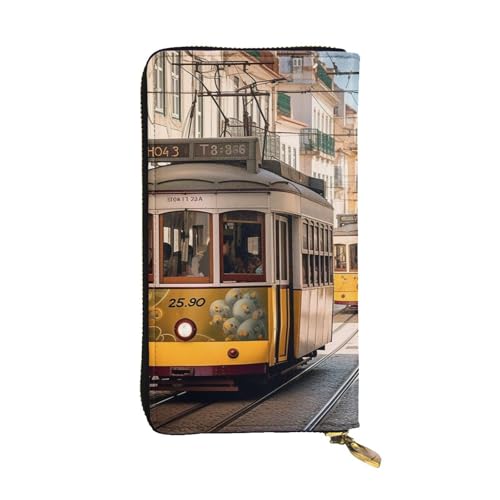 SDTYKHJ Damen Geldbörse Clutch Große Kapazität Lange Geldbörse Lissabon Straßenbahn Leder Damen Karte Handy Halter Reise Geldbörse von SDTYKHJ