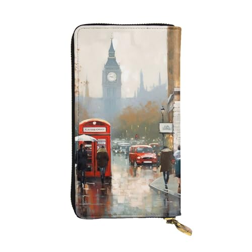 SDTYKHJ Damen Geldbörse Clutch Große Kapazität Lange Geldbörse London Impression Leder Damen Karte Handy Halter Reise Geldbörse von SDTYKHJ